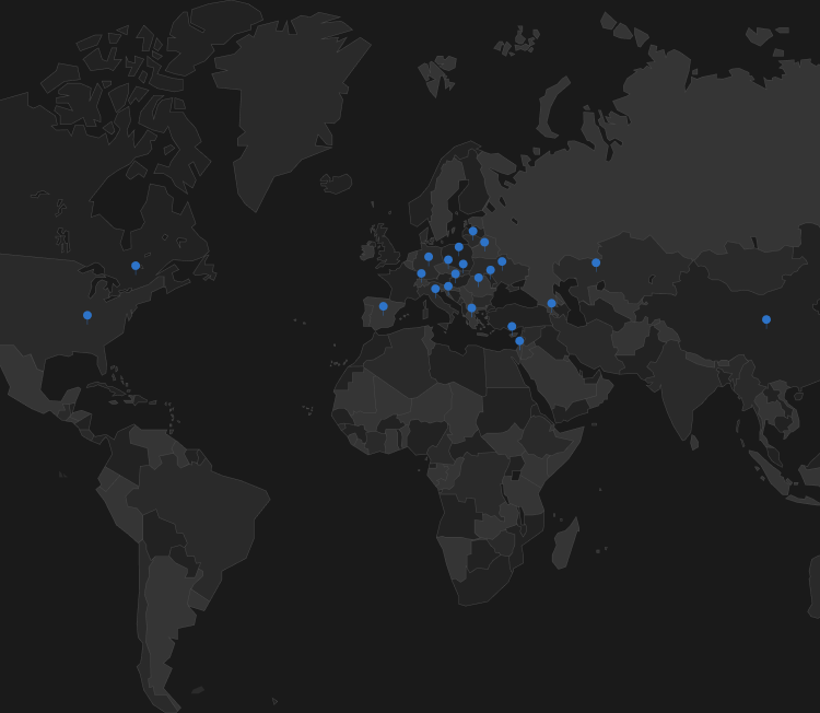 World map showing patient geography